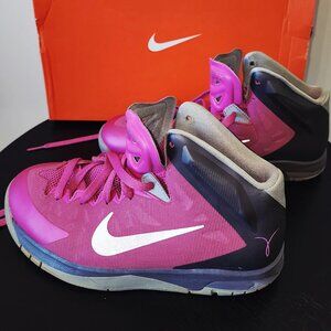 Size 7 Y (GS) Nike Zoom Hyper Quickness Pinkfire Light/Metallic Silver-Dark Grey